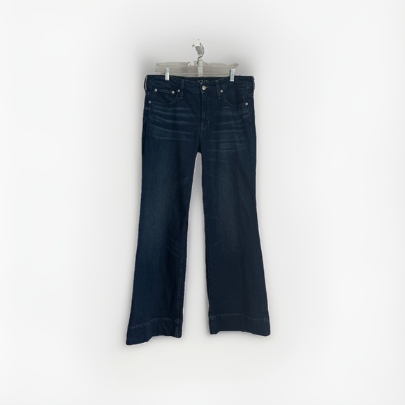 J. Crew ‘96 Low Rise Denim Trouser Wide Leg Jeans Dark Wash Women’s Size 30 tall - Picture 2 of 8